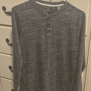 Michael Brandon Men's Long-Sleeve Henley — Heather Charcoal Gray